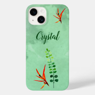 Coque Case-Mate iPhone Elégante Florale verte fleurie Aquarelle
