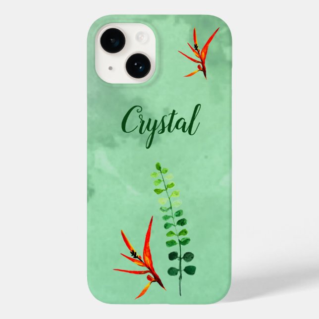 Coques Case-Mate iPhone Elégante Florale verte fleurie Aquarelle (Verso)