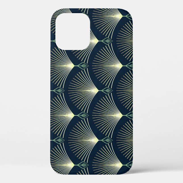 Coques Case-Mate iPhone Elégante Géométrie : Bleu Art Déco. (Verso)