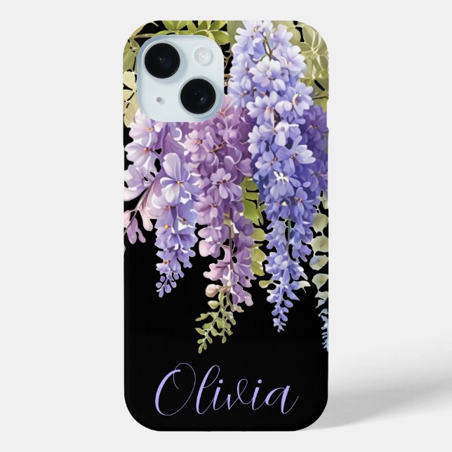 Coques Case-Mate iPhone Elégante glycine florale violette (Verso)