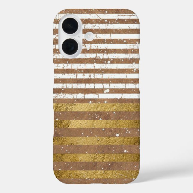 Coques Case-Mate iPhone Elégante Grille Or & Blanc (Verso)