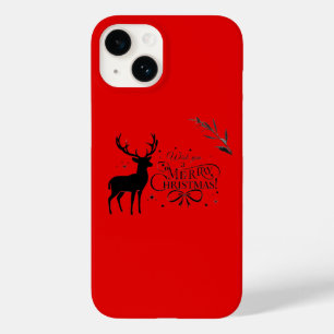 Coque Case-Mate iPhone Élégante illustration de rennes de Noël avec vœux