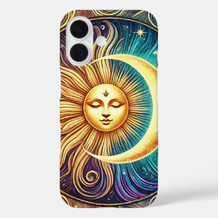Coque Pour iPhone 16 Élégante Lune et Sun Céleste Art