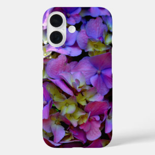 Coque Pour iPhone 16 Élégante Magenta Violet jaune Hydrangée fleurs