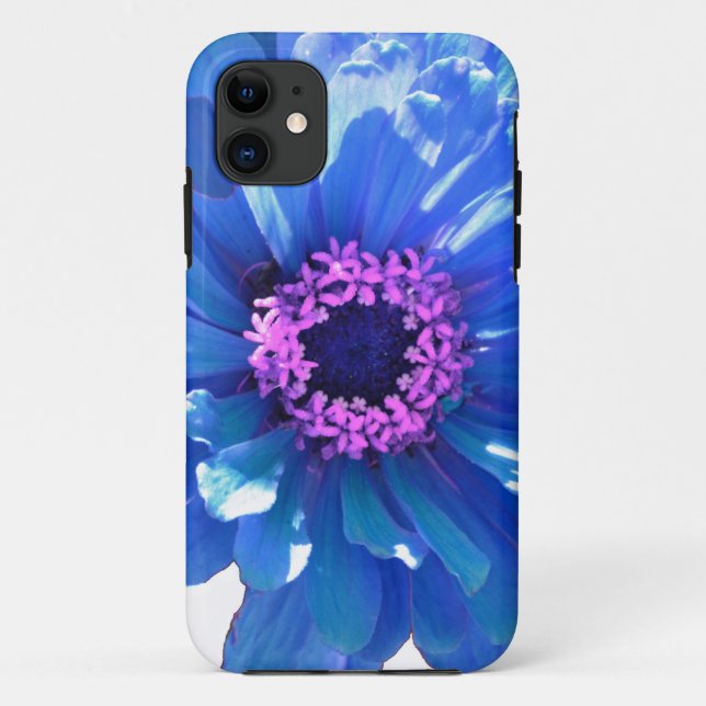 Coques Case-Mate iPhone Elégante marguerite florale bleu zinnia dahlia (Dos)