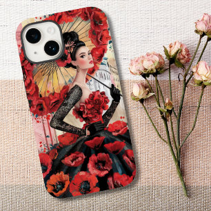 Coque Case-Mate iPhone Elégante, moderne Femme & Pies Robe florale