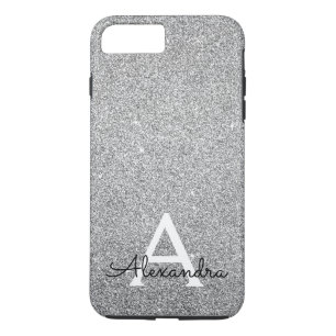 Coque Case-Mate Pour iPhone Élégante Parties scintillant d'argent et monogramm