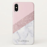 Case-Mate iPhone Case élégante parties scintillant en or rose blanc marb<br><div class="desc">Elégante et élégante parties scintillant d'or géométrique faux rose,  marbre blanc et bloc de couleur rose.</div>
