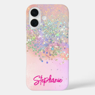 Coque Pour iPhone 16 Élégante Parties scintillant rose fille