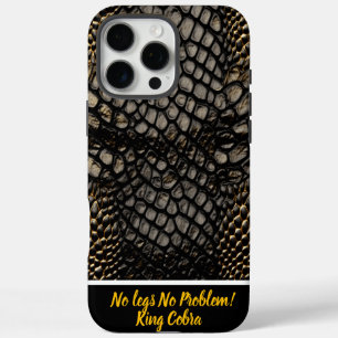 Coque iPhone 16 Pro Max Elégante peau noire et or d'un serpent venimeux