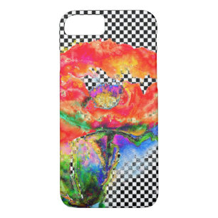 Coque iPhone 7 Elégante peinture abstraite à l'aquarelle rouge