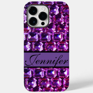 Coque Case-Mate iPhone Elégante pierre violette diamants calligraphie