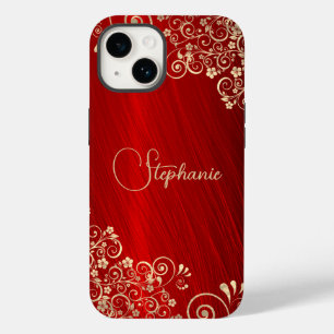 Coque Case-Mate iPhone Elégante Rouby Red Gold Swirl