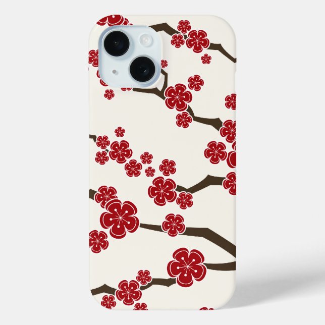 Coques Case-Mate iPhone Élégante Rouge Sakura Cerise Fleurs Fleurs Fleurs  (Verso)