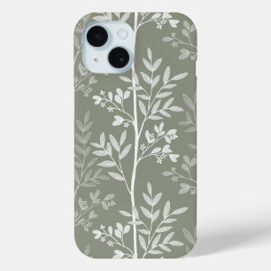 Coque Case-Mate iPhone Élégante silhouette florale vert olive
