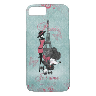 Coque iPhone 7 Élégante silhouette vintage de poule filles