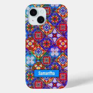Coque Case-Mate iPhone Elégante talavera mexicaine carrelage bleu violet