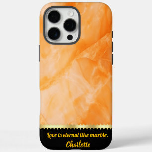 Coque iPhone 16 Pro Max Élégante texture de marbre orange