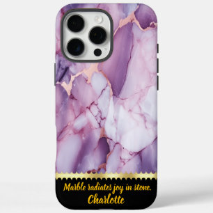 Coque iPhone 16 Pro Max Elégante texture en marbre avec veines violettes e