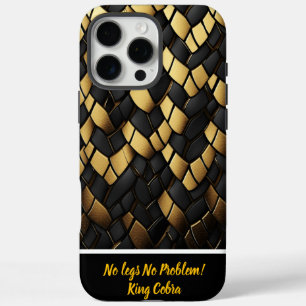 Coque iPhone 16 Pro Max Élégante texture motif de serpent noir et or
