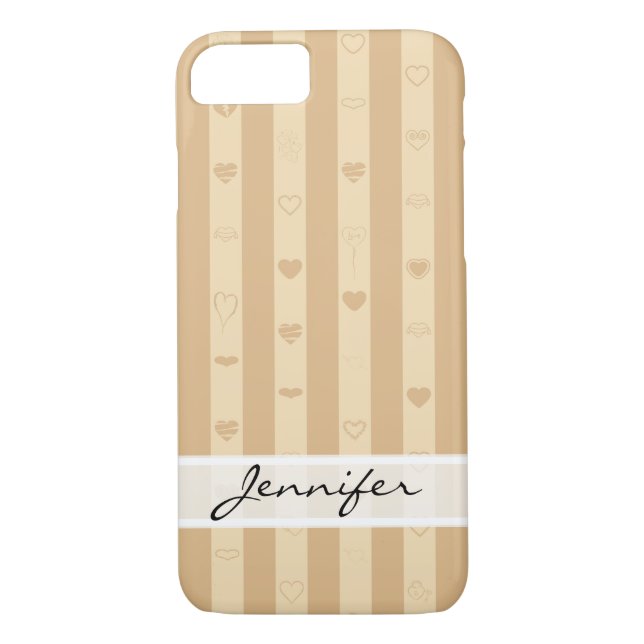Coques Case-Mate iPhone Élégante Toscane Stripes Motif de coeur moderne (Dos)