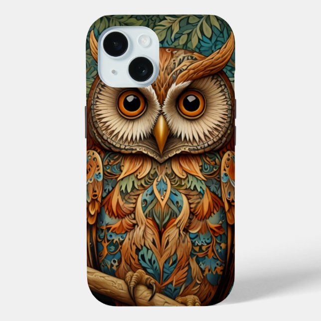 Coques Case-Mate iPhone Élégante végétation forestière de hibou rétro (Verso)