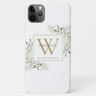 Case-Mate iPhone Case Élégante verdure de monogramme doré moderne