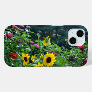 Coque Case-Mate iPhone Elégante vue jardin marguerites cosmos tournesols