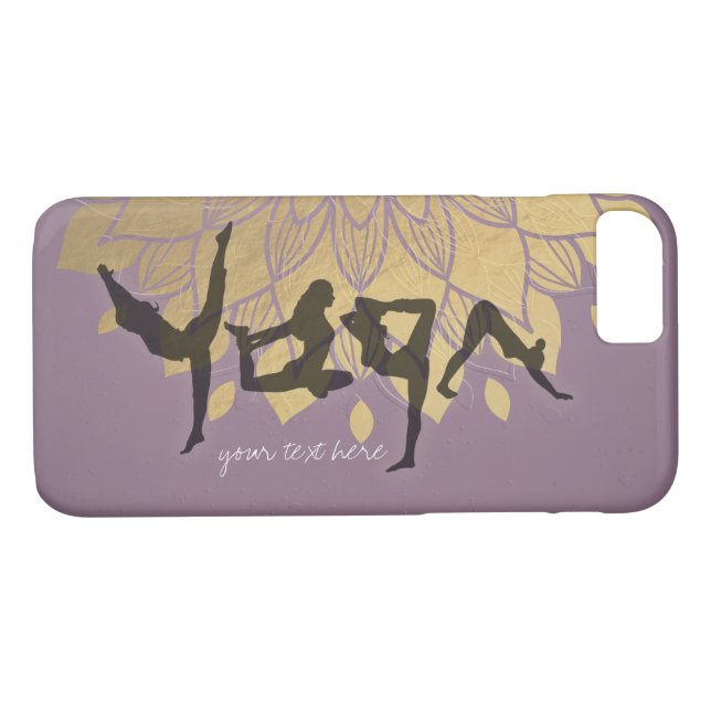 Coques Case-Mate iPhone Élégante Yoga lettres alphabet humain Gold Flower (Dos (Horizontal))