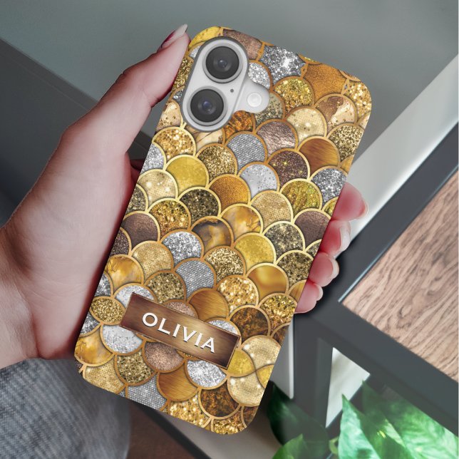 Coques Case-Mate iPhone Élégantes échelles de sirène en or (Créateur téléchargé)