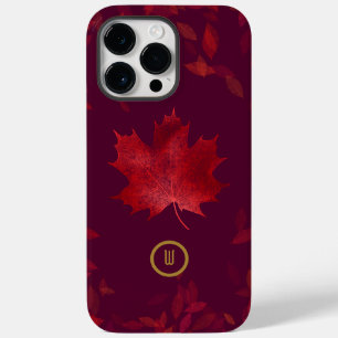 Coque Case-Mate iPhone Élégantes feuilles d'automne rouge et or bordeaux