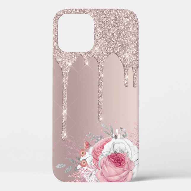 Coques Case-Mate iPhone Élégantes gouttes de parties scintillant d'or rose (Verso)