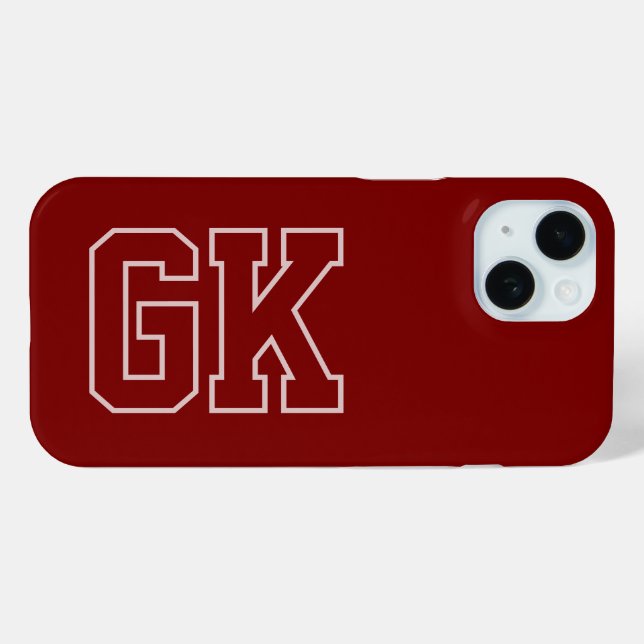 Coques Case-Mate iPhone Élégantes Initiales Monogramme Blanc Bourgogne Mod (Verso (horizontal))