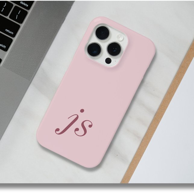 Coques Case-Mate iPhone Élégantes Initiales Monogramme Moderne Rose Pâle O (Créateur téléchargé)
