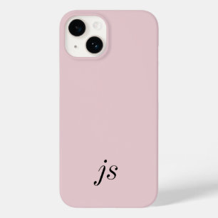 Coque Case-Mate iPhone Élégantes Initiales Monogramme Rose Pâle Noir Mode