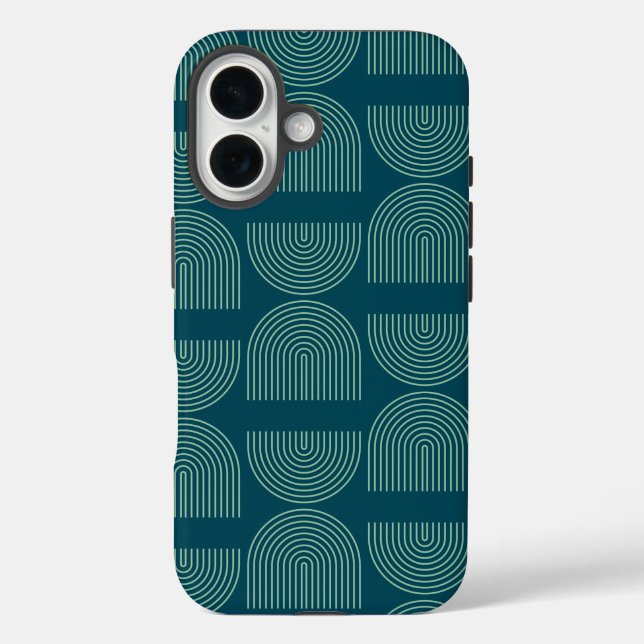 Coques Case-Mate iPhone Elégantes lignes d'arc moyen de siècle en bleu Tur (Verso)