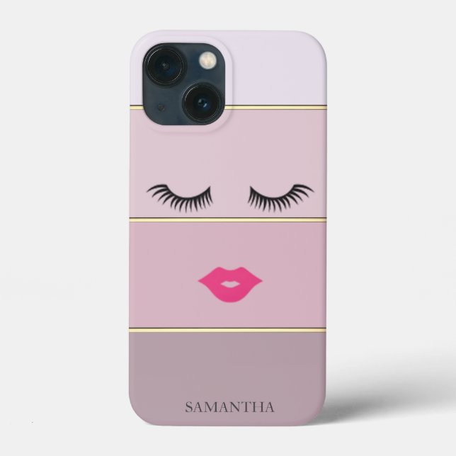 Coques Case-Mate iPhone Élégantes Rayures Modernes, Cils, Lèvres  -Personn (Verso)