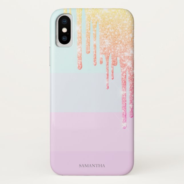Coques Case-Mate iPhone Élégantes rayures modernes, gouttes de paillettes  (Dos)