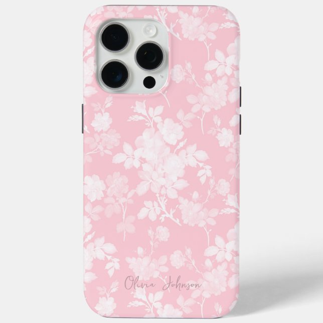 Coques Case-Mate iPhone Élégantes Roses Blanches Rose Floral (Verso)