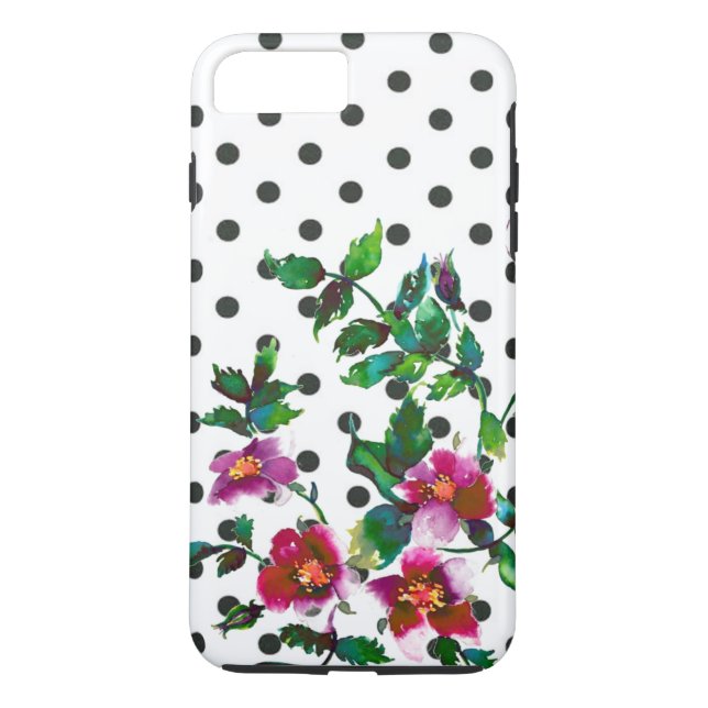 Coques Case-Mate iPhone Élégantes roses magenta à l'aquarelle pois (Dos)