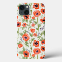 Élégants Pépites Orange Floral Pattern