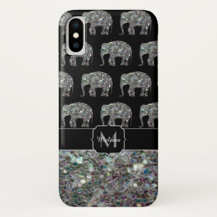 Coque Case-Mate iPhone Élément de mosaïque argenté scintillant Monogramme