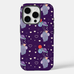 Coque iPhone 16 Pro Élément et Lapin Montgolfière spatiale Fantaisis
