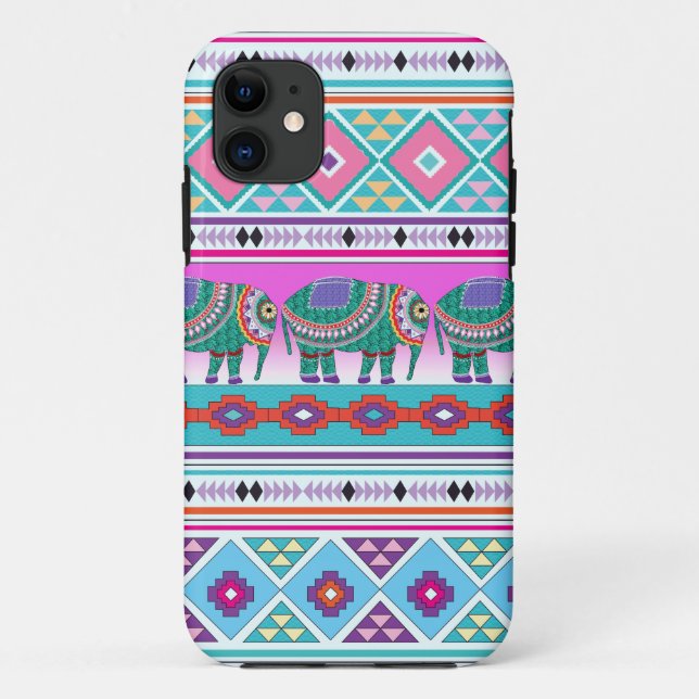 Coques Case-Mate iPhone Eléphant avec Motif aztèque (Dos)