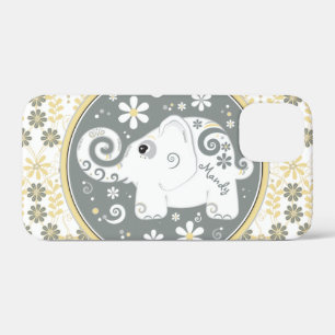Etui iPhone Case-Mate Eléphant blanc gris jaune Floral