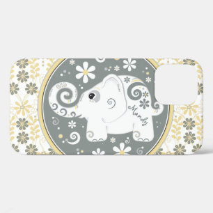 Case-Mate iPhone Case Eléphant blanc gris jaune Floral