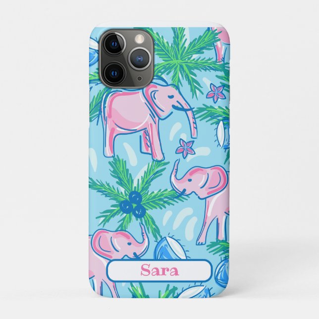Coques Case-Mate iPhone Eléphant bleu rose pâle (Dos)