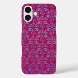 Coque Pour iPhone 16 Plus Eléphant damassé violet rouge iphone