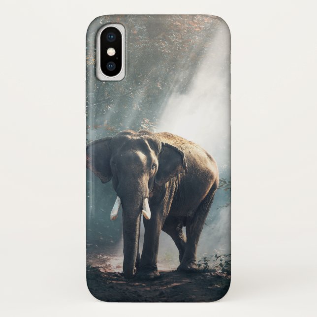 Coques Case-Mate iPhone Éléphant d'Asie dans une clairière de forêt ensole (Dos)