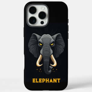 Coque iPhone 16 Pro Max Eléphant en colère Noir